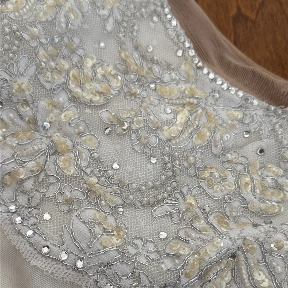 Ivory Embellished Dance/Ice Skating Leotard with Sequin Lace